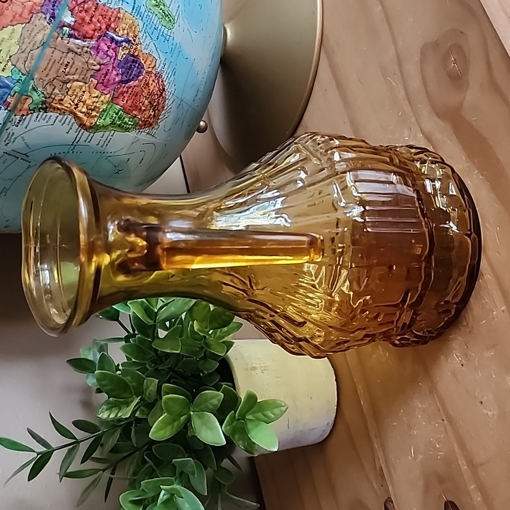 Vintage textured amber glass pitcher Italy - Picture 3 of 10